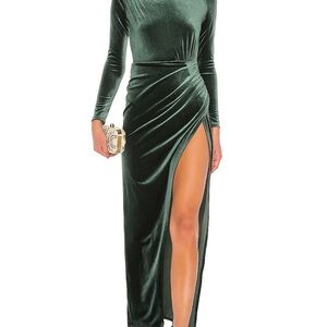Michael Costello Deep Green Velvet Gown